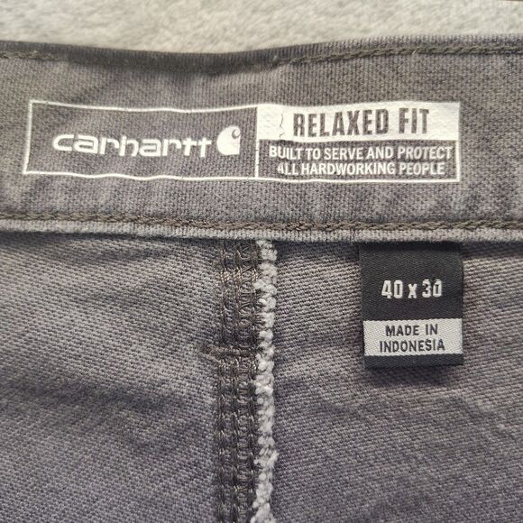 Carhartt Pants Men 40x30 Gray Relaxed Fit Rugged Flex Canvas Cargo Carpenter - Picture 2 of 12